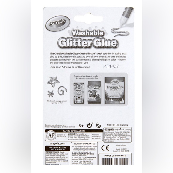 NEW 2pk Set Crayola Washable Glitter Glue Sticks Multi Colored Silver Gold Red - Picture 5 of 6